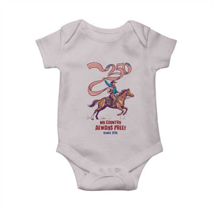 Funny Patriotic Cowboy Baby Onesie My Country Always Free USA Pride TS12 Ice Gray Print Your Wear