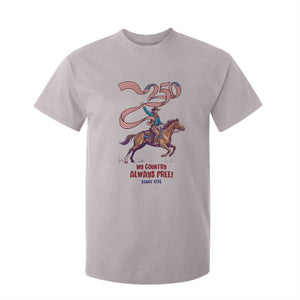Funny Patriotic Cowboy T Shirt For Kid My Country Always Free USA Pride TS12 Ice Gray Print Your Wear