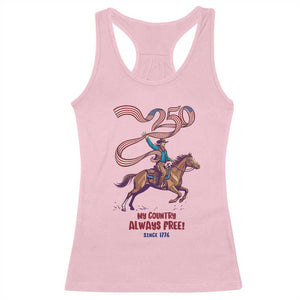 Funny Patriotic Cowboy Racerback Tank Top My Country Always Free USA Pride TS12 Light Pink Print Your Wear