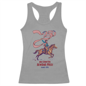 Funny Patriotic Cowboy Racerback Tank Top My Country Always Free USA Pride TS12 Sport Gray Print Your Wear