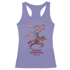Funny Patriotic Cowboy Racerback Tank Top My Country Always Free USA Pride TS12 Violet Print Your Wear
