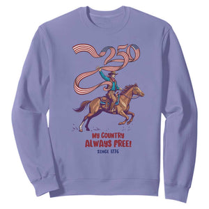 Funny Patriotic Cowboy Sweatshirt My Country Always Free USA Pride TS12 Violet Print Your Wear