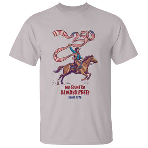 Funny Patriotic Cowboy T Shirt My Country Always Free USA Pride TS12 Ice Gray Print Your Wear