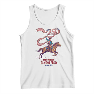 Funny Patriotic Cowboy Tank Top My Country Always Free USA Pride TS12 White Print Your Wear