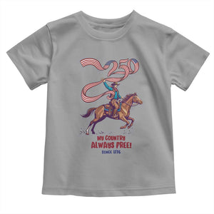 Funny Patriotic Cowboy Toddler T Shirt My Country Always Free USA Pride TS12 Sport Gray Print Your Wear