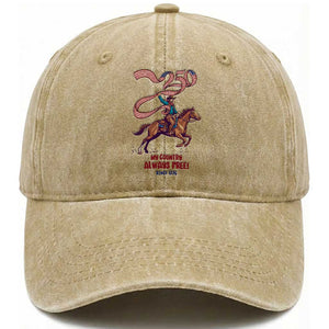 Funny Patriotic Cowboy Washed Cotton Baseball Cap My Country Always Free USA Pride TS12 Print Your Wear