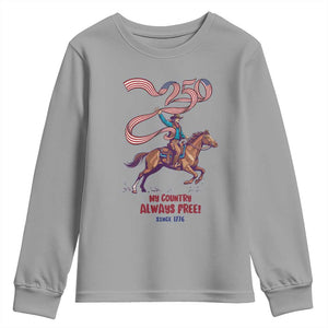 Funny Patriotic Cowboy Youth Sweatshirt My Country Always Free USA Pride TS12 Sport Gray Print Your Wear