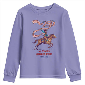 Funny Patriotic Cowboy Youth Sweatshirt My Country Always Free USA Pride TS12 Violet Print Your Wear