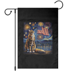 Patriotic Starry Night Cat Garden Flag Cat Lover Gift TS12 Black Print Your Wear