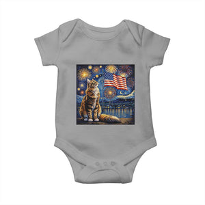 Patriotic Starry Night Cat Baby Onesie Cat Lover Gift TS12 Sport Gray Print Your Wear
