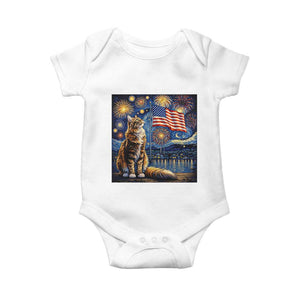 Patriotic Starry Night Cat Baby Onesie Cat Lover Gift TS12 White Print Your Wear