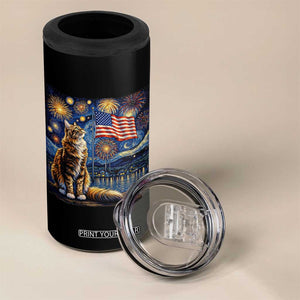Patriotic Starry Night Cat 4 in 1 Can Cooler Tumbler Cat Lover Gift TS12 Print Your Wear