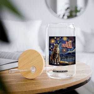 Patriotic Starry Night Cat Glass Can Cat Lover Gift TS12 Print Your Wear