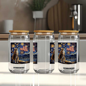 Patriotic Starry Night Cat Glass Can Cat Lover Gift TS12 Print Your Wear