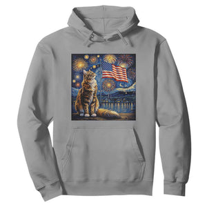Patriotic Starry Night Cat Hoodie Cat Lover Gift TS12 Sport Gray Print Your Wear