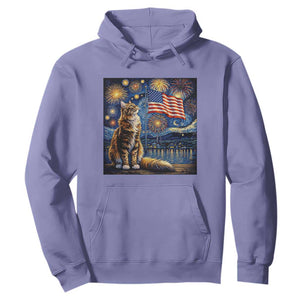 Patriotic Starry Night Cat Hoodie Cat Lover Gift TS12 Violet Print Your Wear