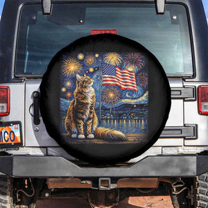 Patriotic Starry Night Cat Spare Tire Cover Cat Lover Gift TS12 No hole Black Print Your Wear