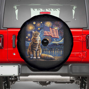 Patriotic Starry Night Cat Spare Tire Cover Cat Lover Gift TS12 Black Print Your Wear