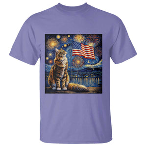 Patriotic Starry Night Cat T Shirt Cat Lover Gift TS12 Violet Print Your Wear