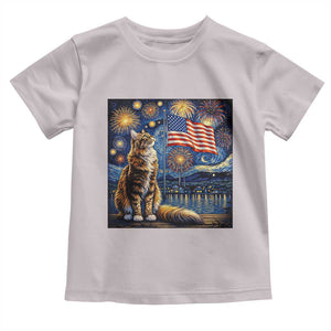 Patriotic Starry Night Cat Toddler T Shirt Cat Lover Gift TS12 Ice Gray Print Your Wear