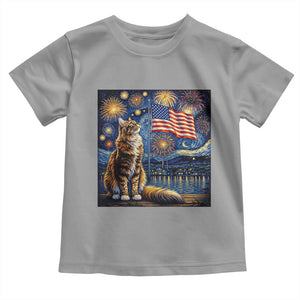 Patriotic Starry Night Cat Toddler T Shirt Cat Lover Gift TS12 Sport Gray Print Your Wear