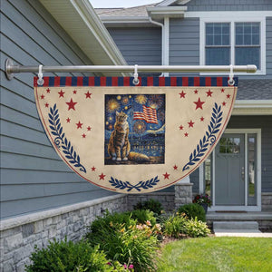 Starry Night Cat Patriotic Fan Flag Cat Lover Gift