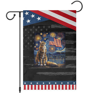 Patriotic Starry Night Cat Garden Flag Cat Lover Gift TS12 Distressed Black Blue Print Your Wear