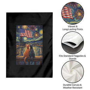 Starry Night Cat Patriotic American Pride Garden Flag TS12 Print Your Wear