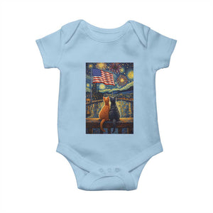Starry Night Cat Patriotic American Pride Baby Onesie TS12 Light Blue Print Your Wear