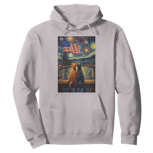 Starry Night Cat Patriotic American Pride Hoodie TS12 Ice Gray Print Your Wear