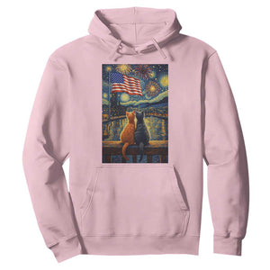 Starry Night Cat Patriotic American Pride Hoodie TS12 Light Pink Print Your Wear