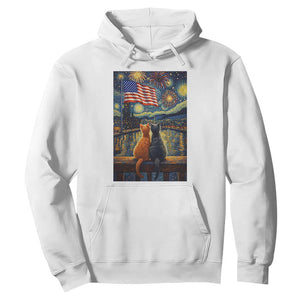 Starry Night Cat Patriotic American Pride Hoodie TS12 White Print Your Wear