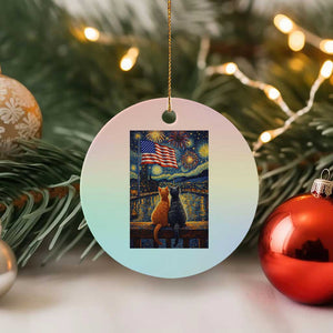 Starry Night Cat Patriotic American Pride Ceramic Ornament TS12 1pc Pastel Print Your Wear