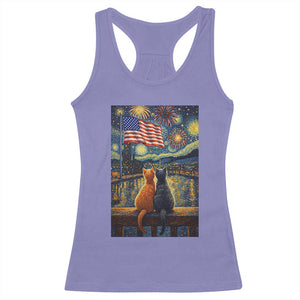 Starry Night Cat Patriotic American Pride Racerback Tank Top TS12 Violet Print Your Wear