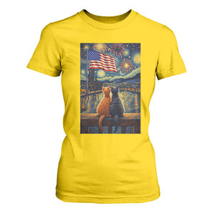 Starry Night Cat Patriotic American Pride T Shirt For Women TS12 Daisy Print Your Wear