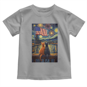 Starry Night Cat Patriotic American Pride Toddler T Shirt TS12 Sport Gray Print Your Wear