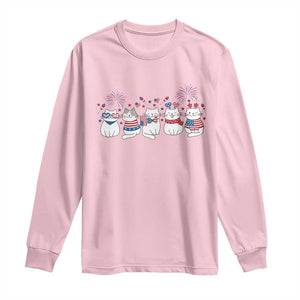 Patriotic Cat Lover Gift Long Sleeve Shirt America 250 Anniversary TS12 Light Pink Print Your Wear