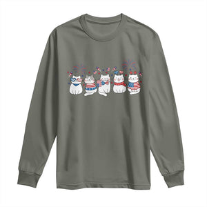 Patriotic Cat Lover Gift Long Sleeve Shirt America 250 Anniversary TS12 Military Green Print Your Wear