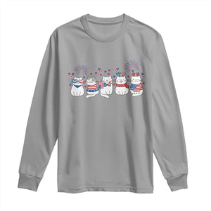 Patriotic Cat Lover Gift Long Sleeve Shirt America 250 Anniversary TS12 Sport Gray Print Your Wear