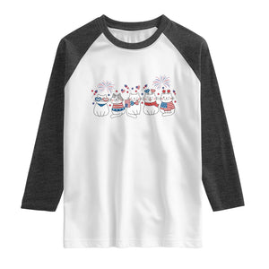 Patriotic Cat Lover Gift Raglan Shirt America 250 Anniversary TS12 White Heather Charcoal Print Your Wear