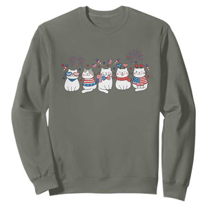 Patriotic Cat Lover Gift Sweatshirt America 250 Anniversary TS12 Military Green Print Your Wear