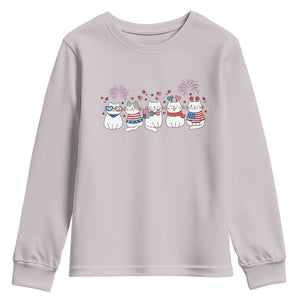 Patriotic Cat Lover Gift Youth Sweatshirt America 250 Anniversary TS12 Ice Gray Print Your Wear