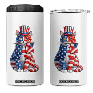 Proud American Cat Lover 4 in 1 Can Cooler Tumbler Patriotic Animal Lover Gift TS12 One Size: 16 oz White Print Your Wear
