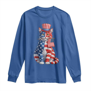 Proud American Cat Lover Long Sleeve Shirt Patriotic Animal Lover Gift TS12 Royal Blue Print Your Wear