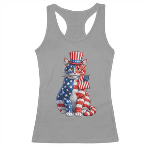 Proud American Cat Lover Racerback Tank Top Patriotic Animal Lover Gift TS12 Sport Gray Print Your Wear