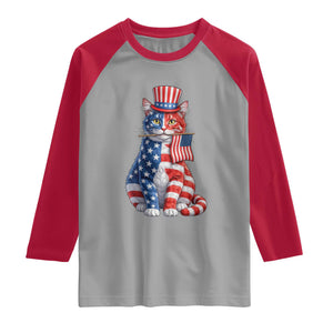 Proud American Cat Lover Raglan Shirt Patriotic Animal Lover Gift TS12 Sport Gray Red Print Your Wear