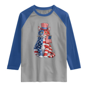 Proud American Cat Lover Raglan Shirt Patriotic Animal Lover Gift TS12 Sport Gray Royal Print Your Wear