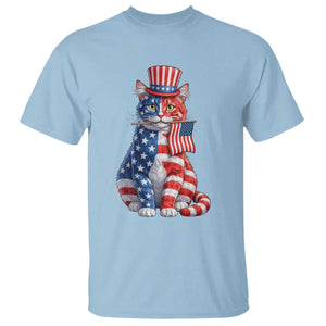Proud American Cat Lover T Shirt Patriotic Animal Lover Gift TS12 Light Blue Print Your Wear