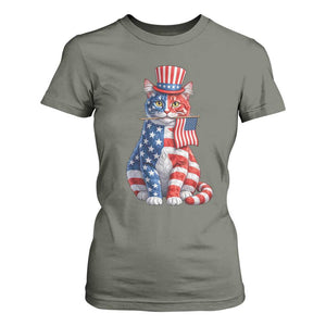Proud American Cat Lover T Shirt For Women Patriotic Animal Lover Gift TS12 Military Green Print Your Wear