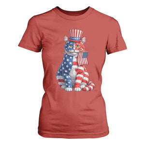 Proud American Cat Lover T Shirt For Women Patriotic Animal Lover Gift TS12 Red Print Your Wear